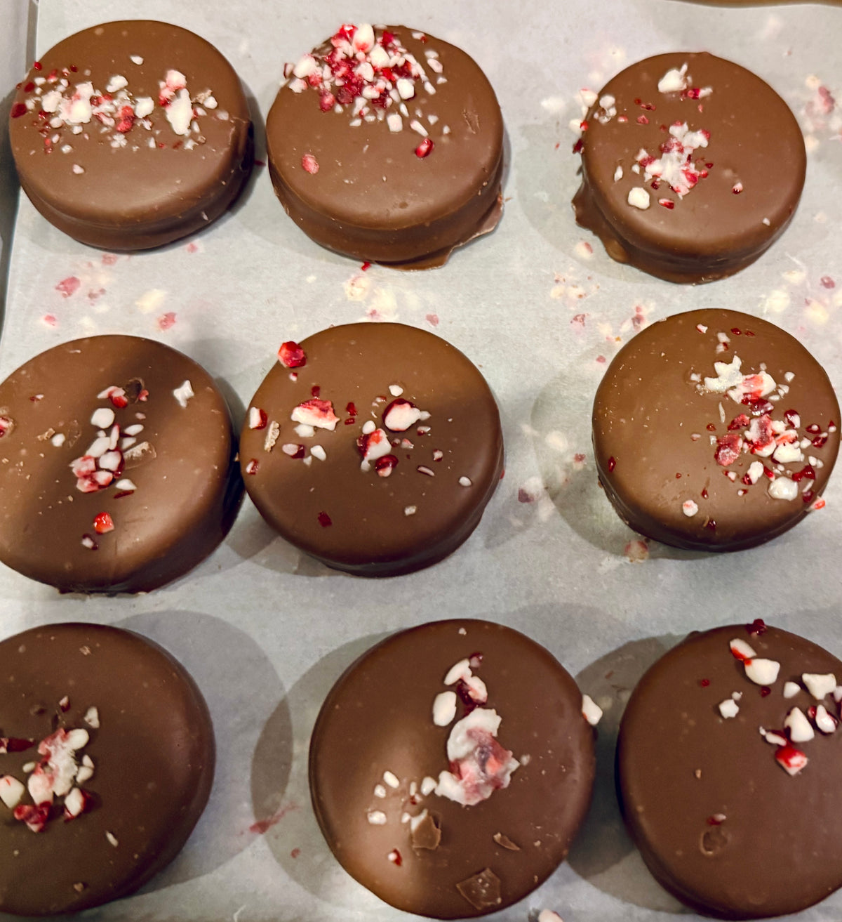 Peppermint Chocolate Dipped Cream Filled Cookie