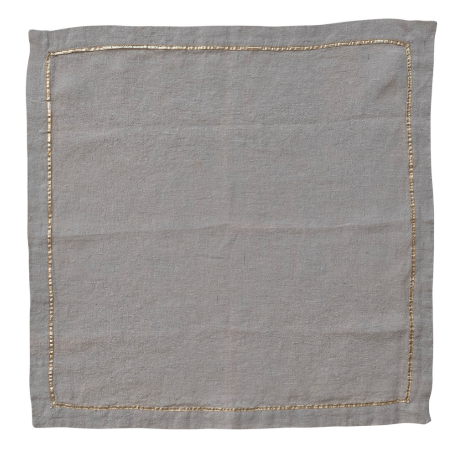 Gold Thread Embroidered Napkin - Single
