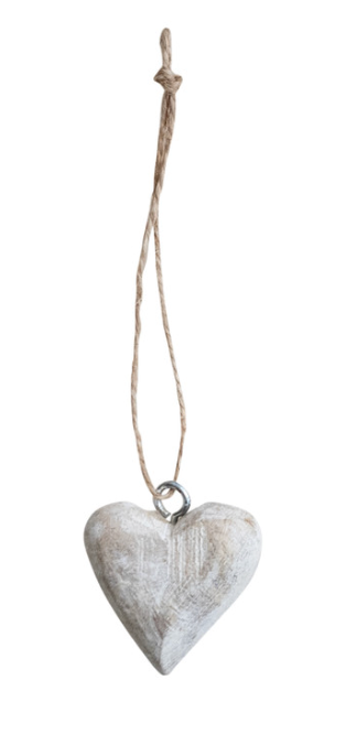Mango Wood Heart Ornament - Single