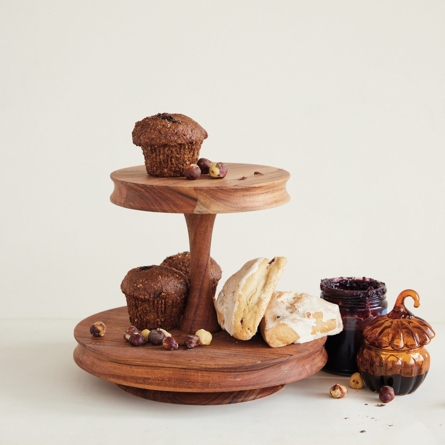 Acacia Wood 2-Tier Tray
