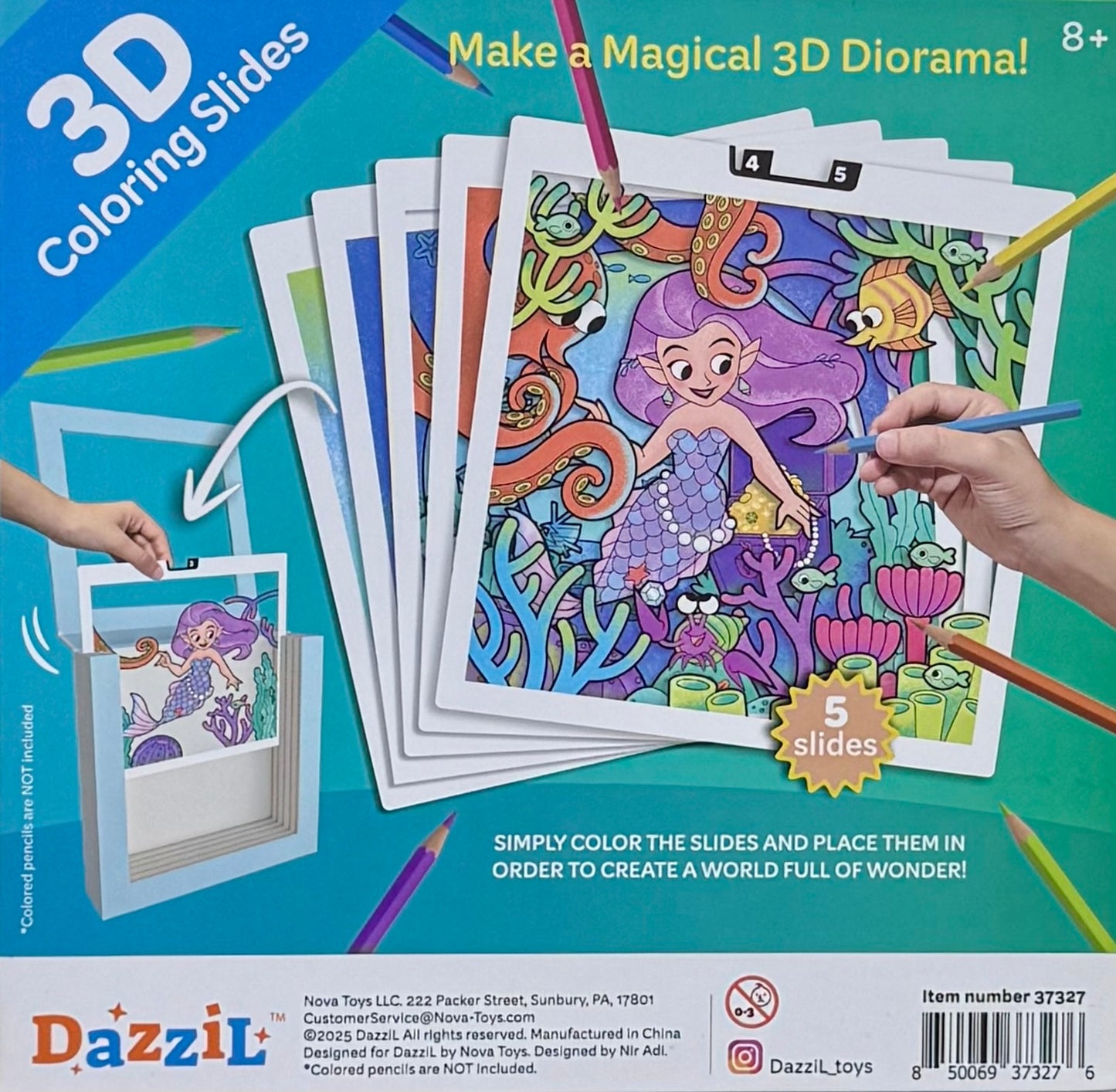 3D Coloring Slide - Mermaid