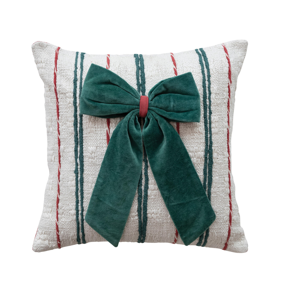 Striped Velvet Bow Pillow