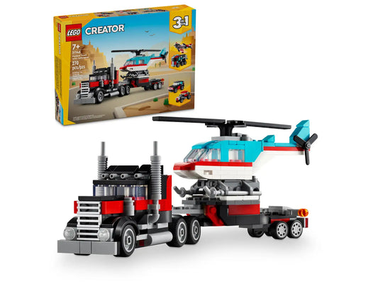 Flatbed Truck with Helicopter