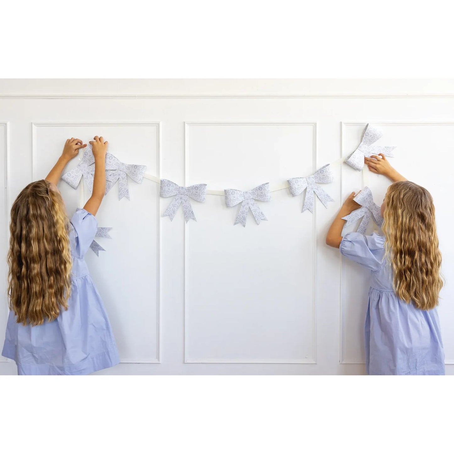 Blue Floral Bow Banner