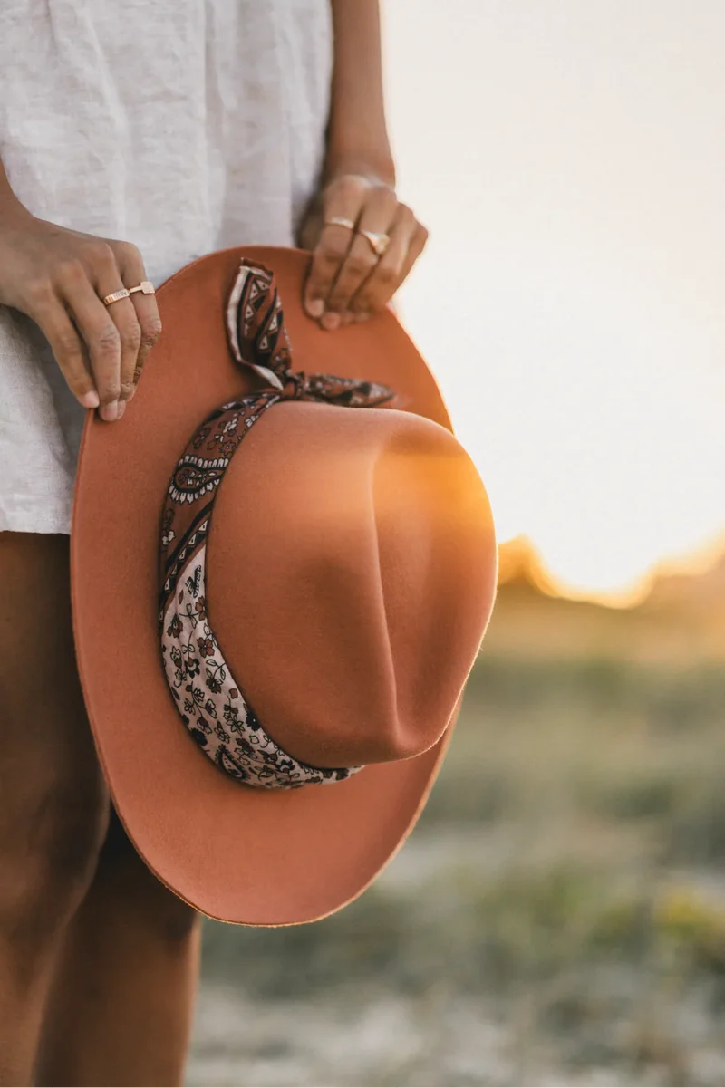 Goulburn Wide Brim Fedora - Terracotta
