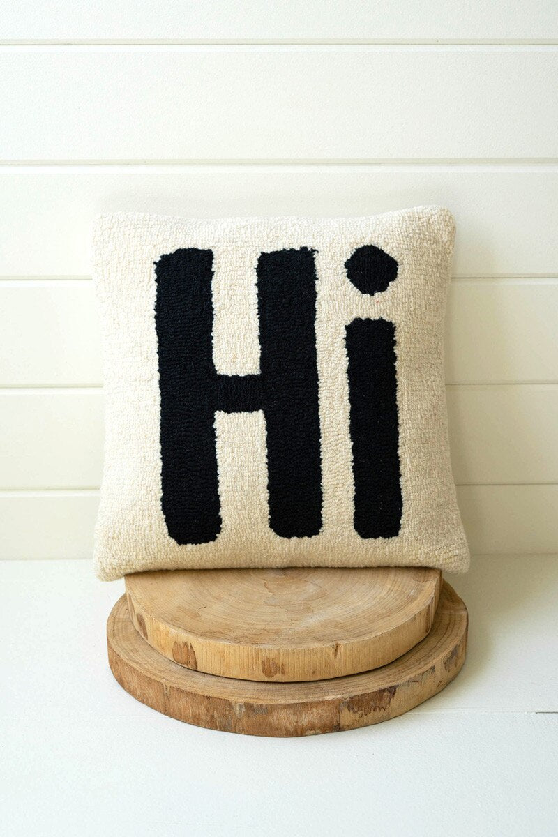 Hi Hand Hooked Pillow