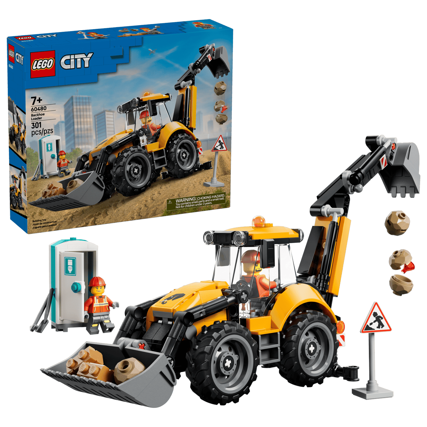 Yellow Backhoe Loader