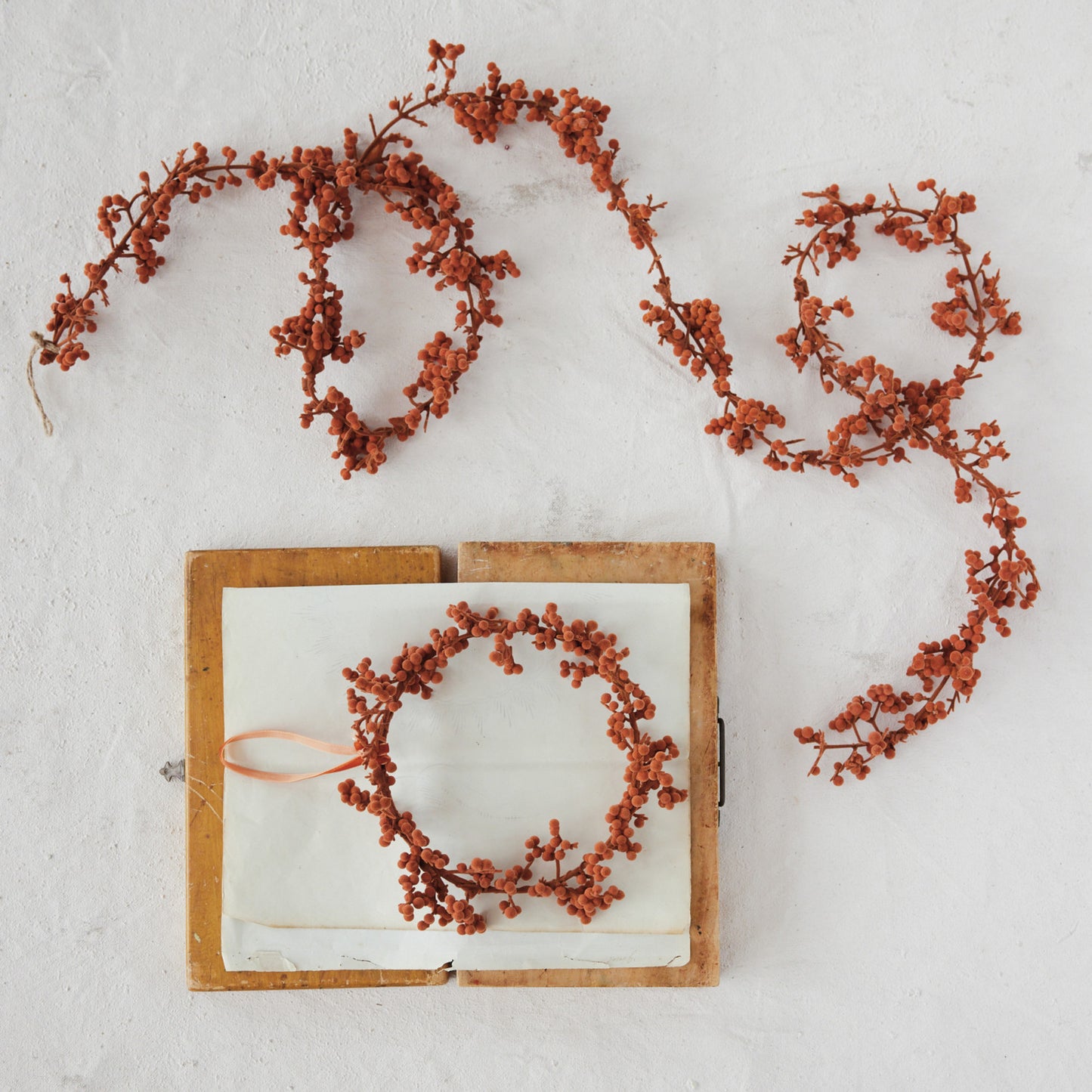 Orange Flocked Ball Garland