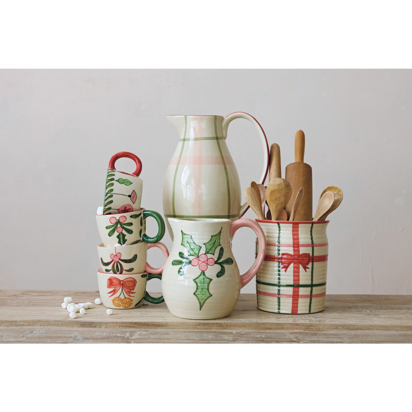 Hand-Painted Holiday Plaid Pitcher