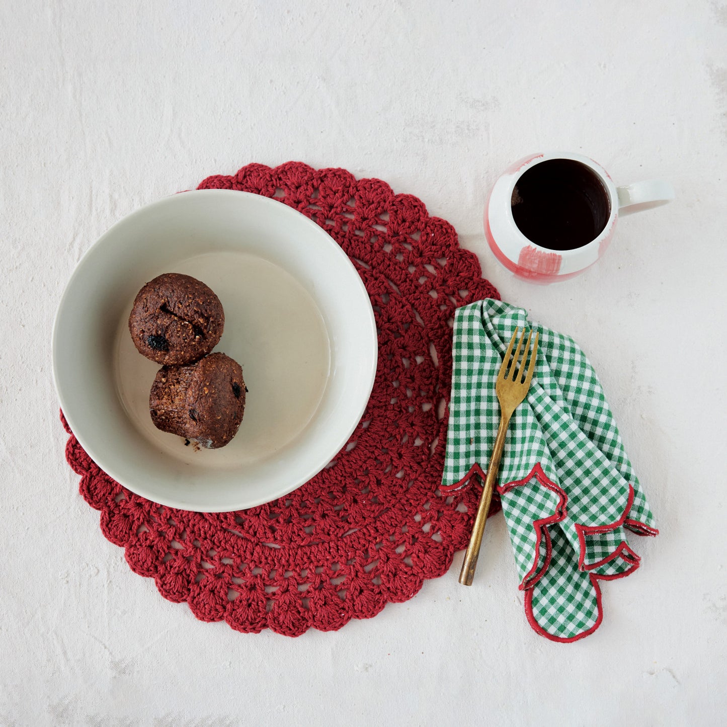 Red Crocheted Placemat