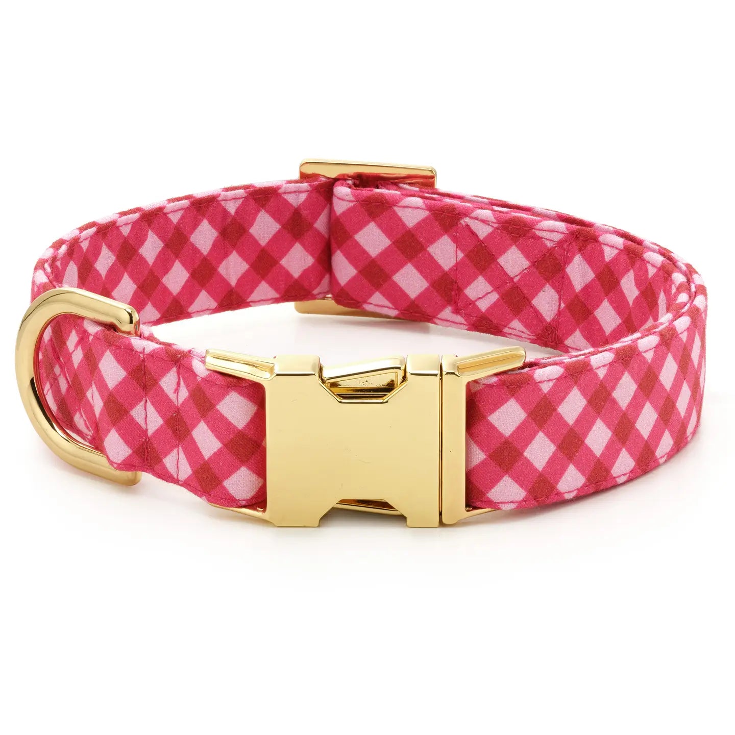 Raspberry Gingham Dog Collar