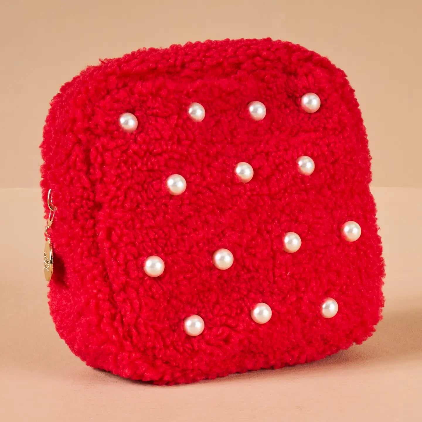 Teddy Pouch - Square Pearl Red