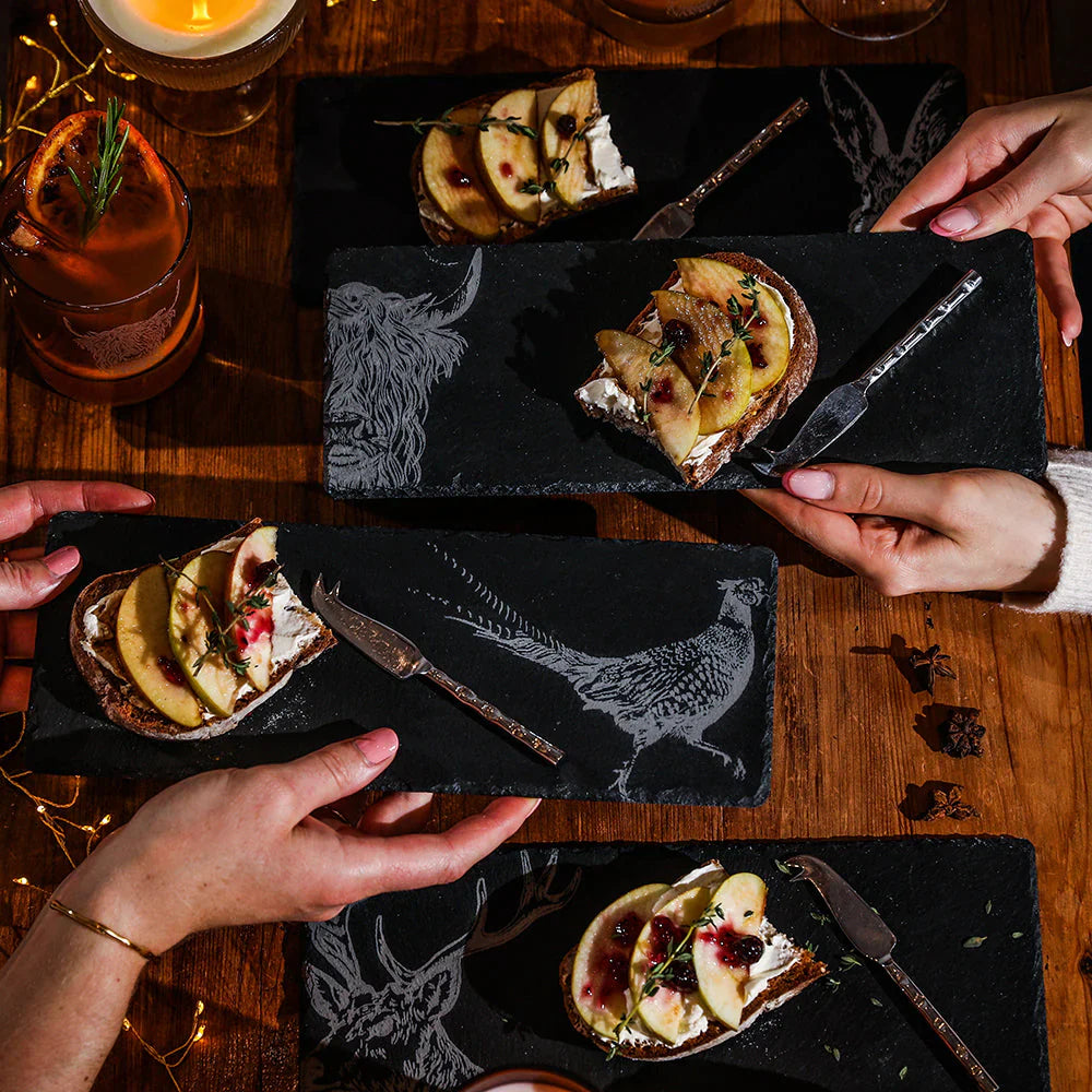 Scenic Highland Cow - Mini Slate Cheese Board & Knife Set