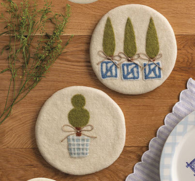 Felted Wool Trivet - Topiary