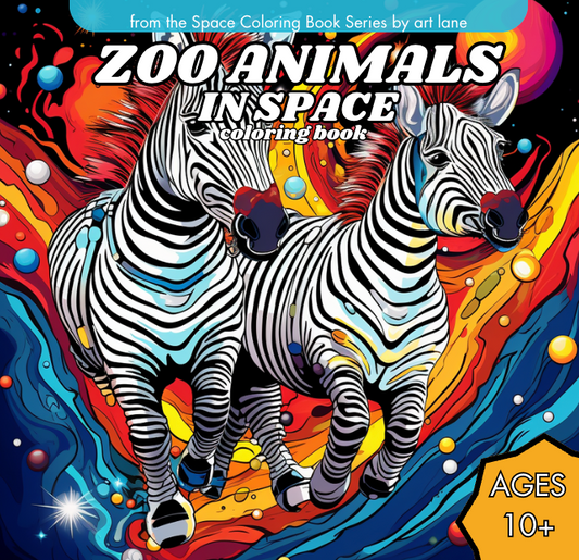 Zoo Animals in Space Coloring Book