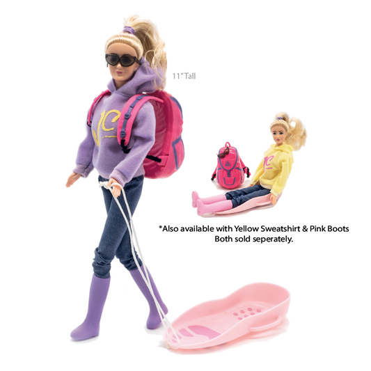 Doll With Backpack and Sled