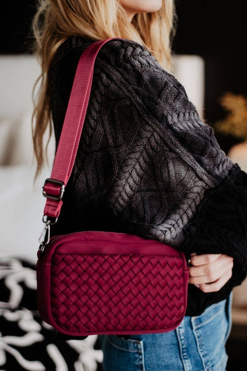 Woven Crossbody Bag: Wine