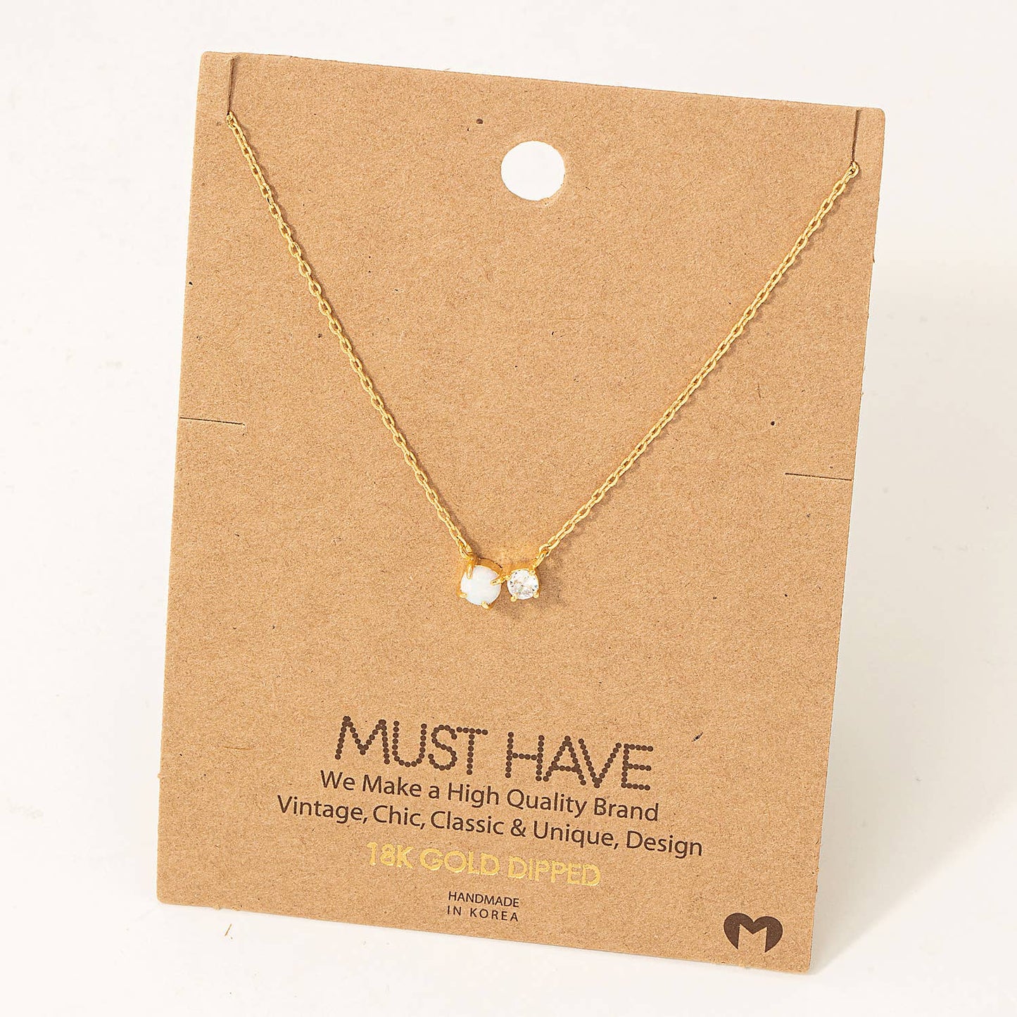 Opal Rhinestone Charm Necklace