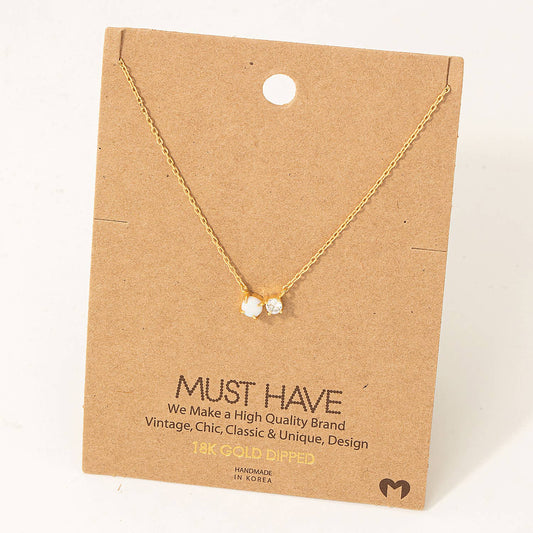 Opal Rhinestone Charm Necklace