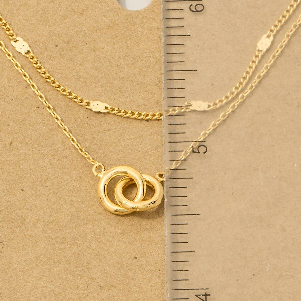 Layered Chain Link Charm Necklace - Gold
