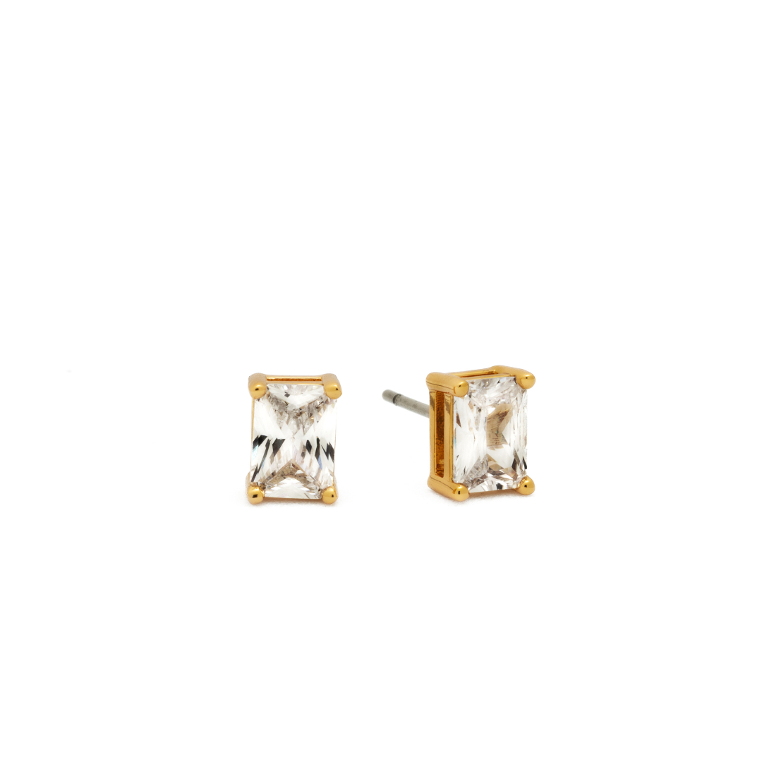 Gold Baguette Studs