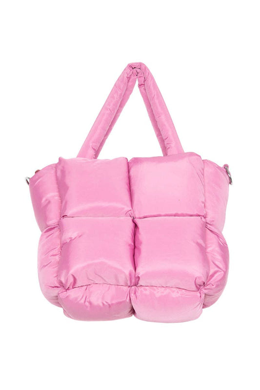 Quilted Puffer Tote - Rose Pink