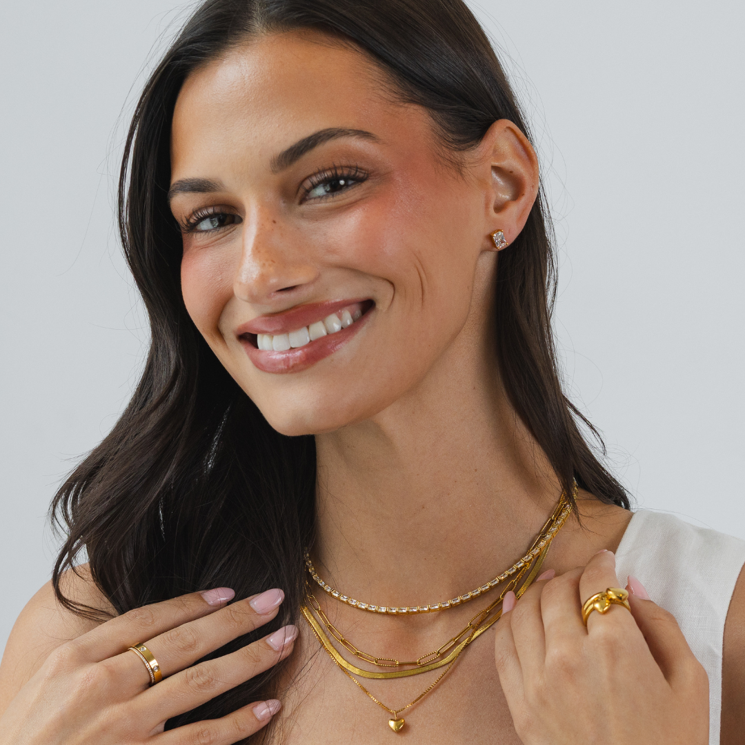 Gold Baguette Studs