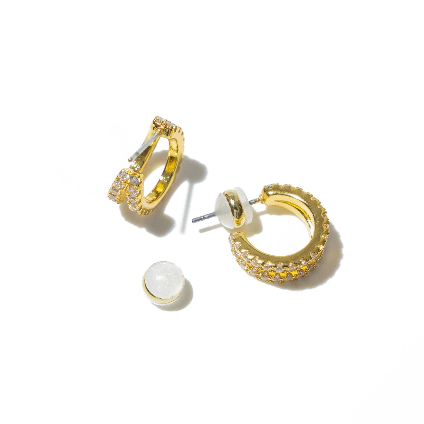 Gold Pave Shine Double Hoops