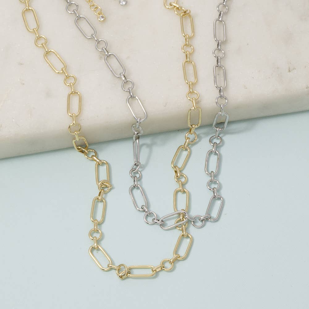 Paperclip Chain Necklace - Silver