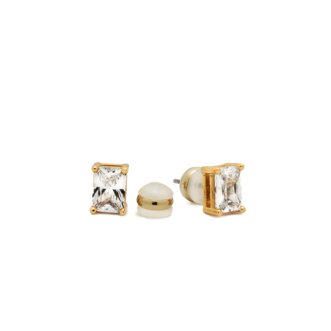 Gold Baguette Studs