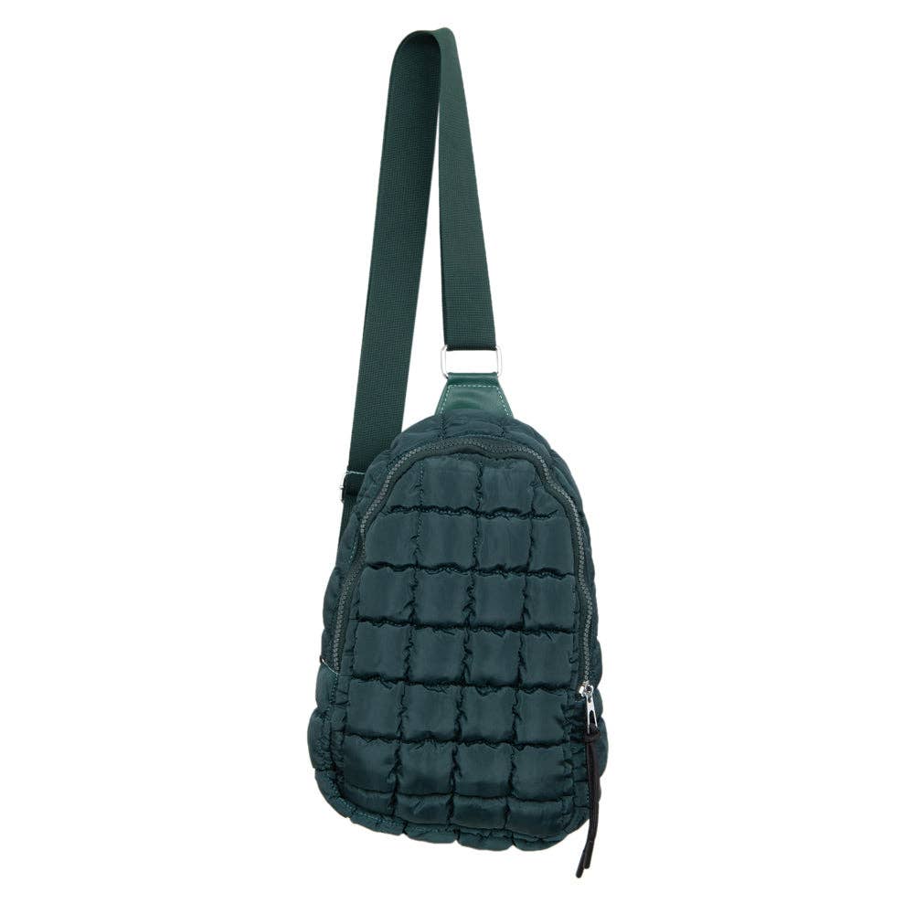 Quilted Sling Bag - Forest Green