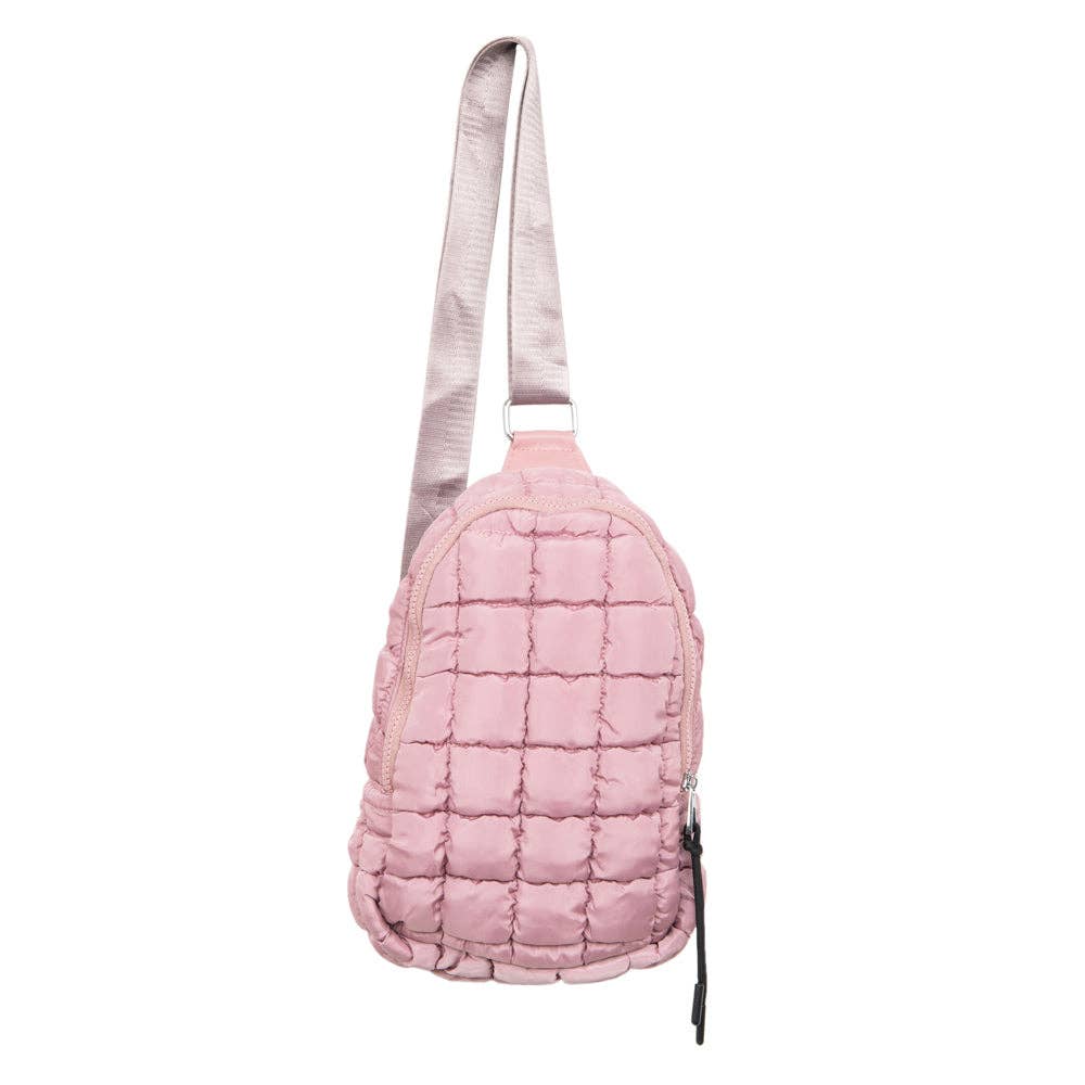 Crossbody Quilted Sling Bag - Mauve
