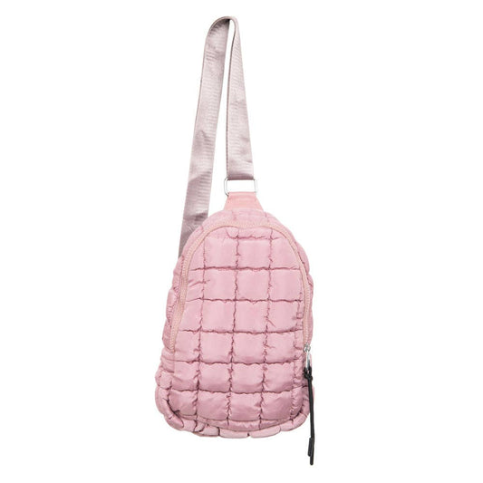 Crossbody Quilted Sling Bag - Mauve