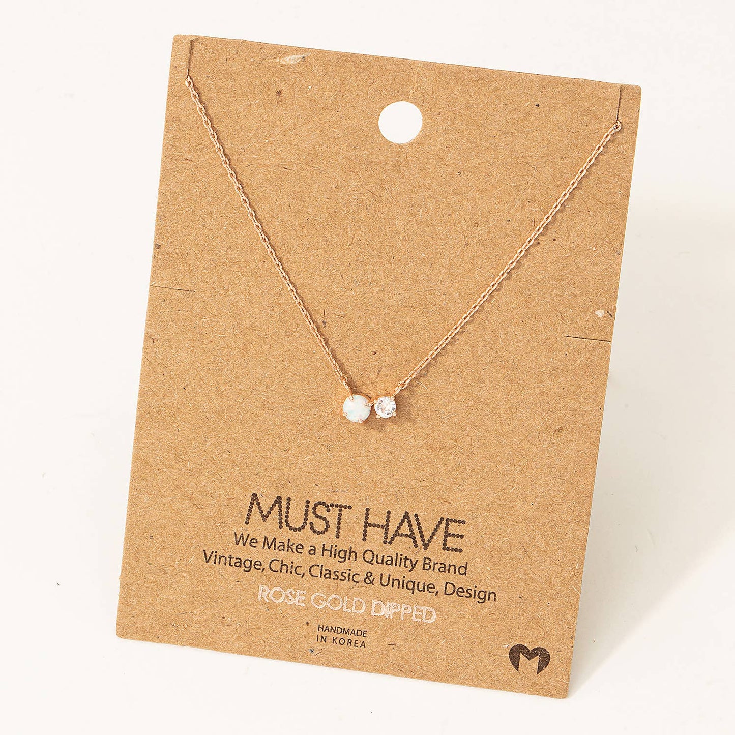 Opal Rhinestone Charm Necklace