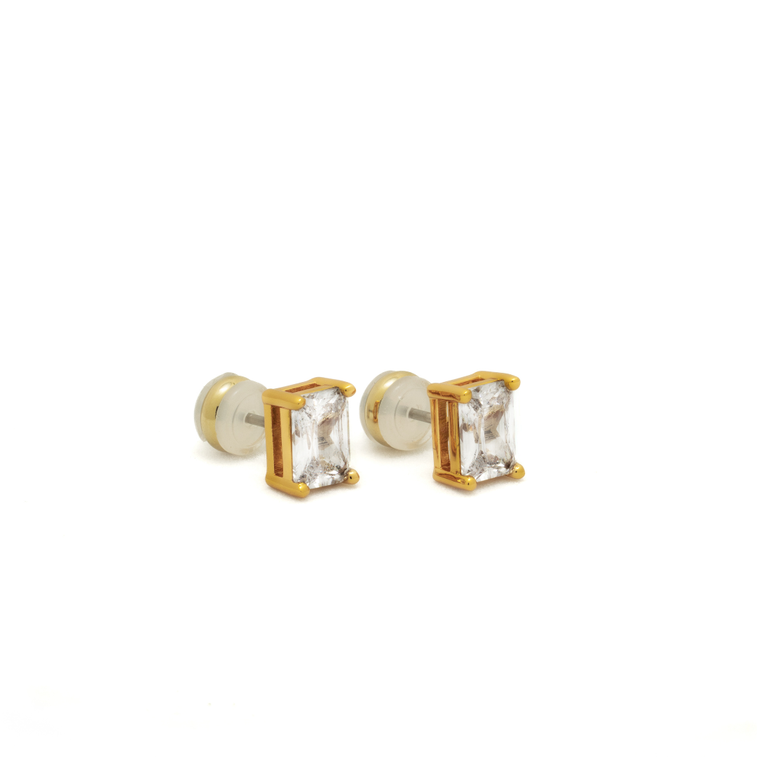 Gold Baguette Studs