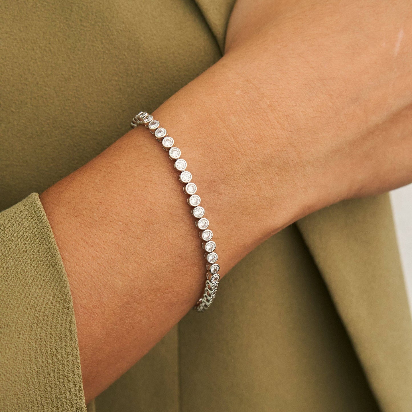 Silver Round Tennis Bracelet