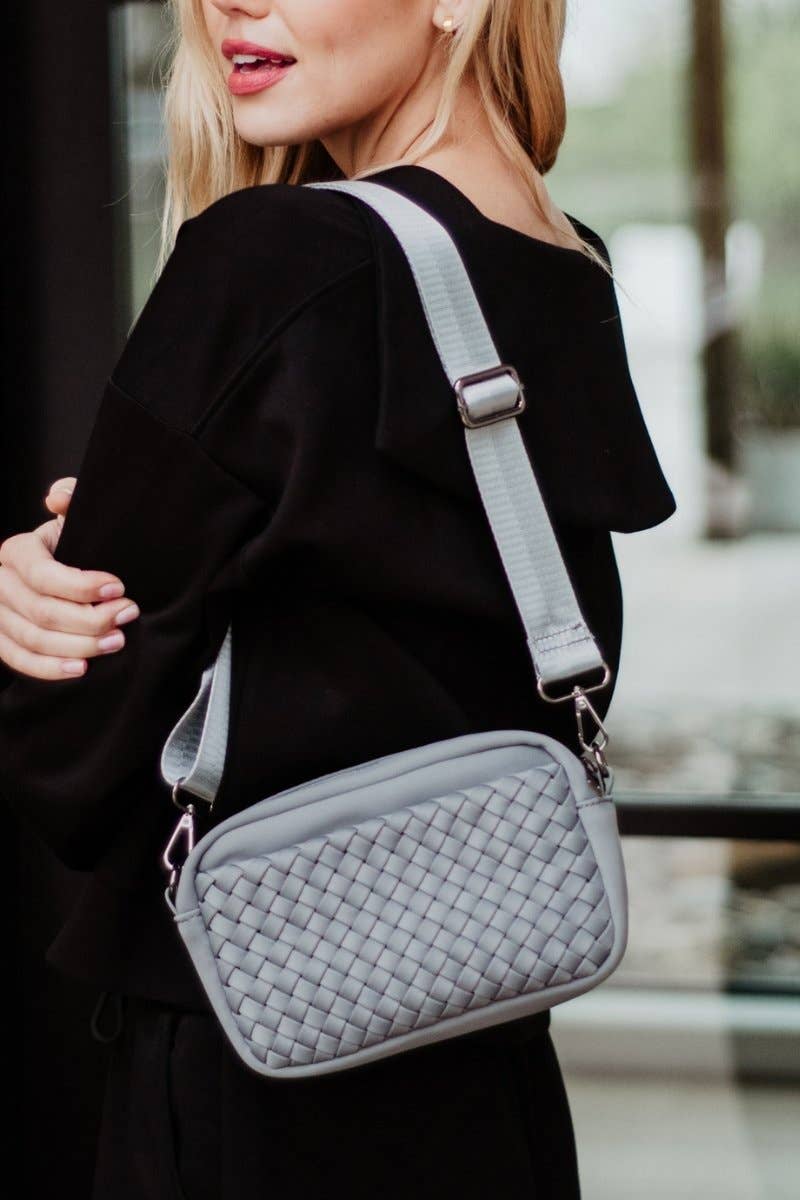 Small Woven Crossbody Bag - Gray
