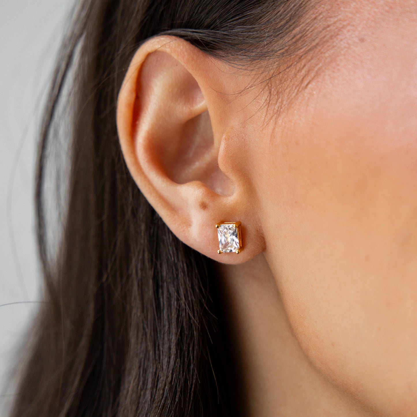 Gold Baguette Studs