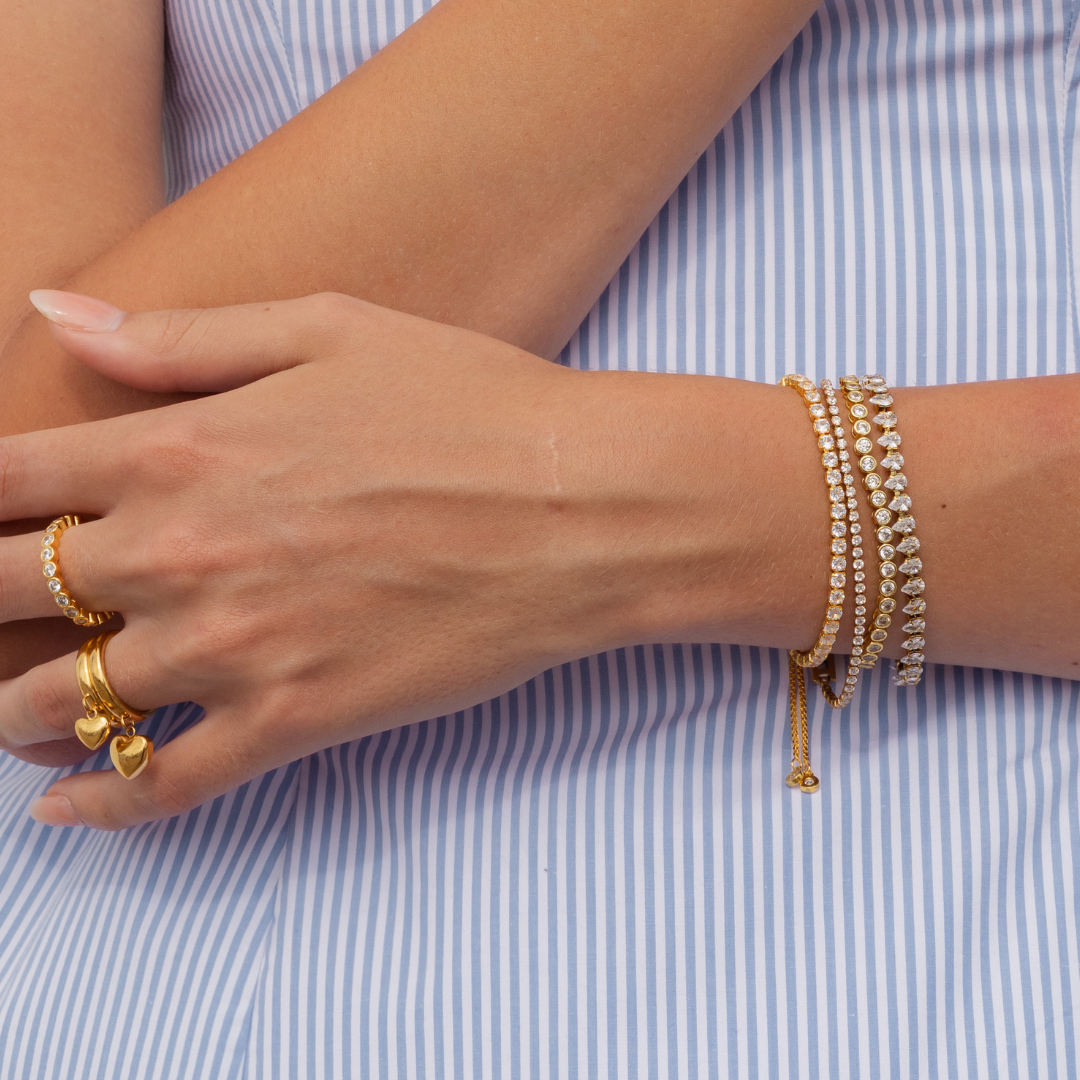 Gold Round Brilliant Tennis Bracelet
