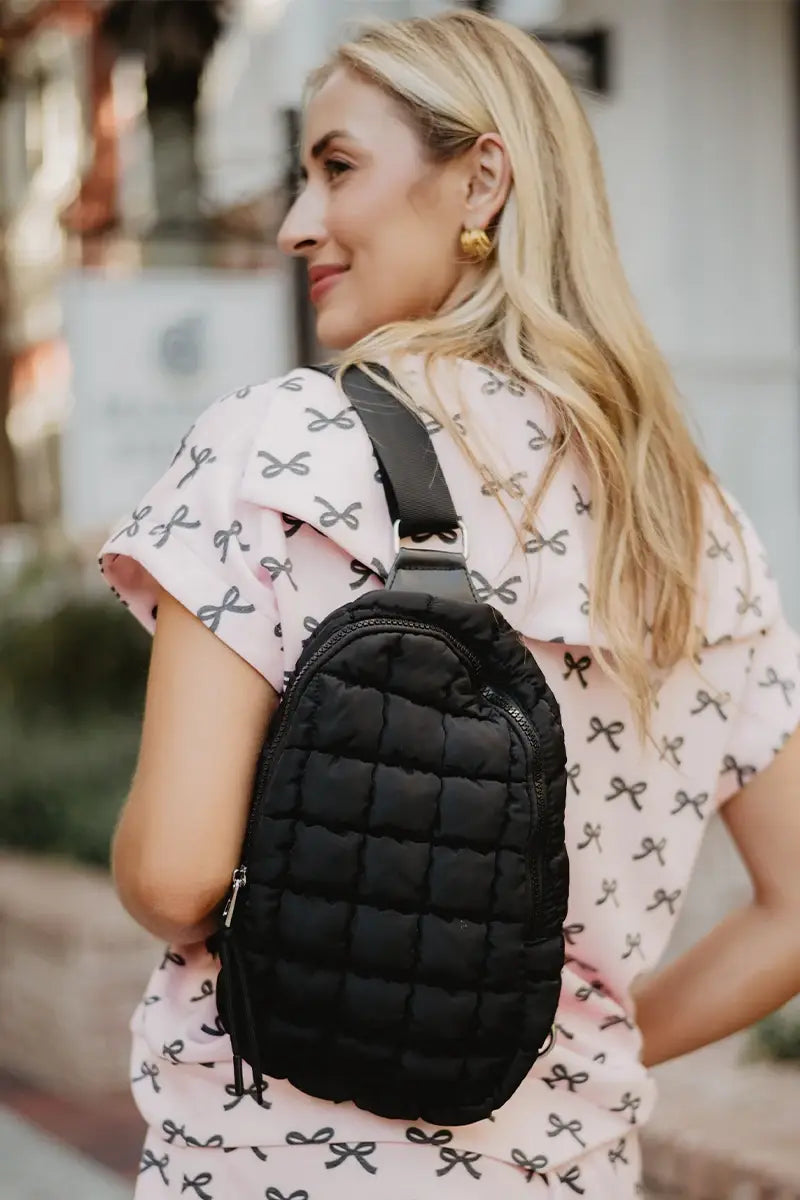 Quilted Sling Bag - Black