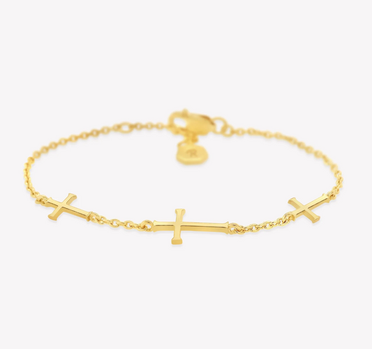 Small Calvary Cross Bracelet - Gold