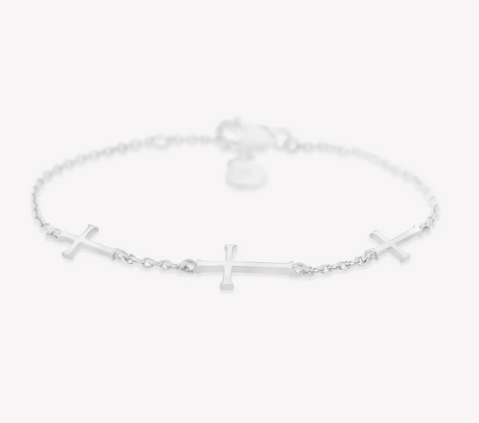 Small Calvary Cross Bracelet - Silver