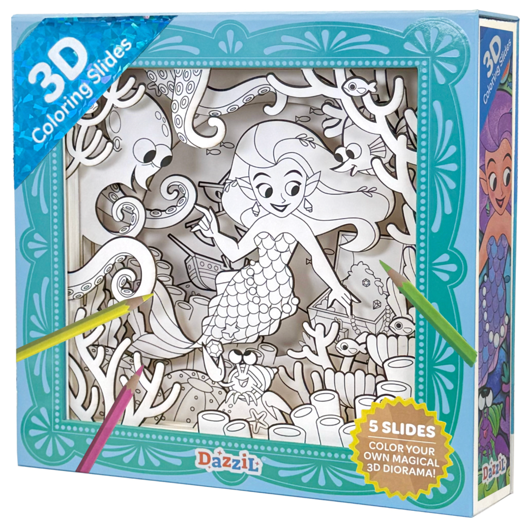 3D Coloring Slide - Mermaid