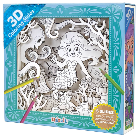 3D Coloring Slide - Mermaid