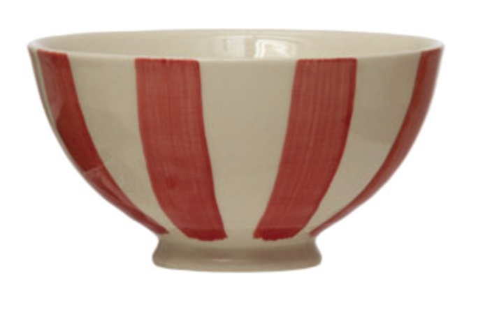 Red and White Patterned Bowl