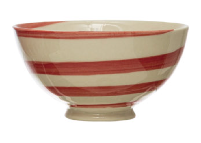 Red and White Patterned Bowl