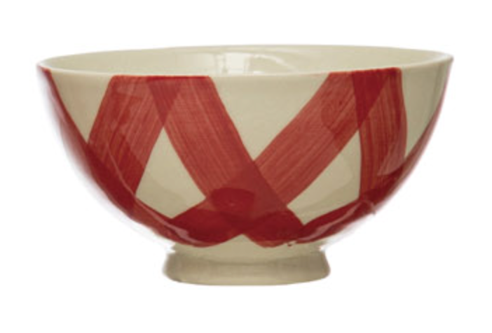 Red and White Patterned Bowl