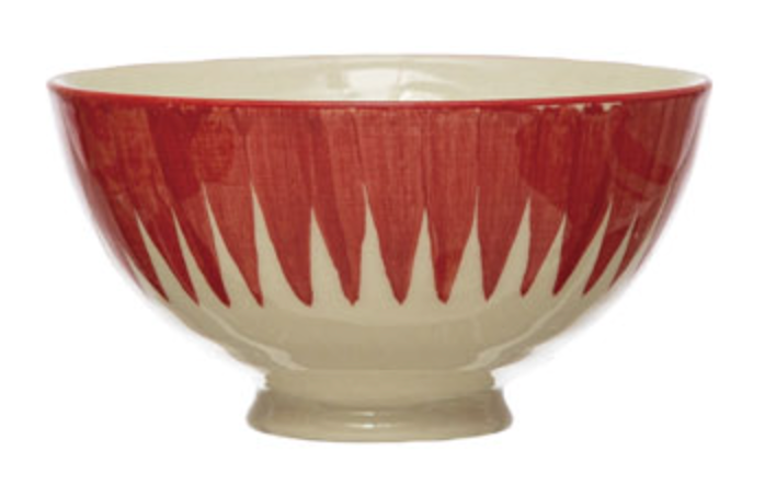 Red and White Patterned Bowl