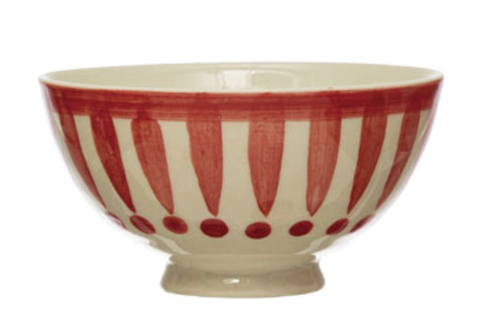 Red and White Patterned Bowl
