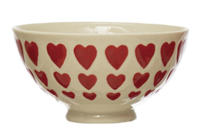 Red and White Patterned Bowl